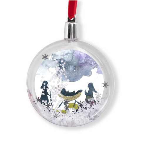 Watercolor Nativity Snow Globe Ornament