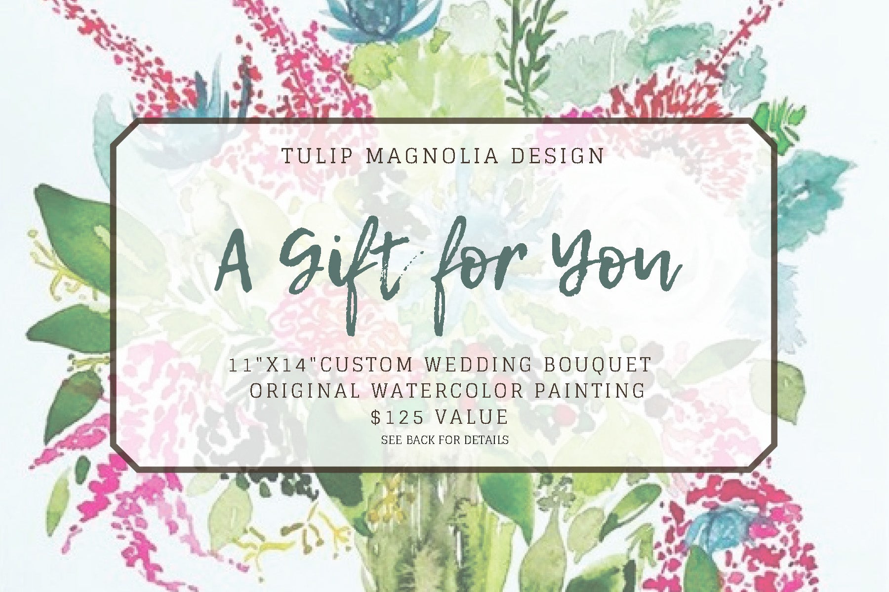 Custom Wedding Bouquet Gift Certificate (physical card)