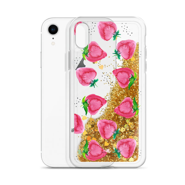 Liquid Glitter Phone Case- "Strawberries"